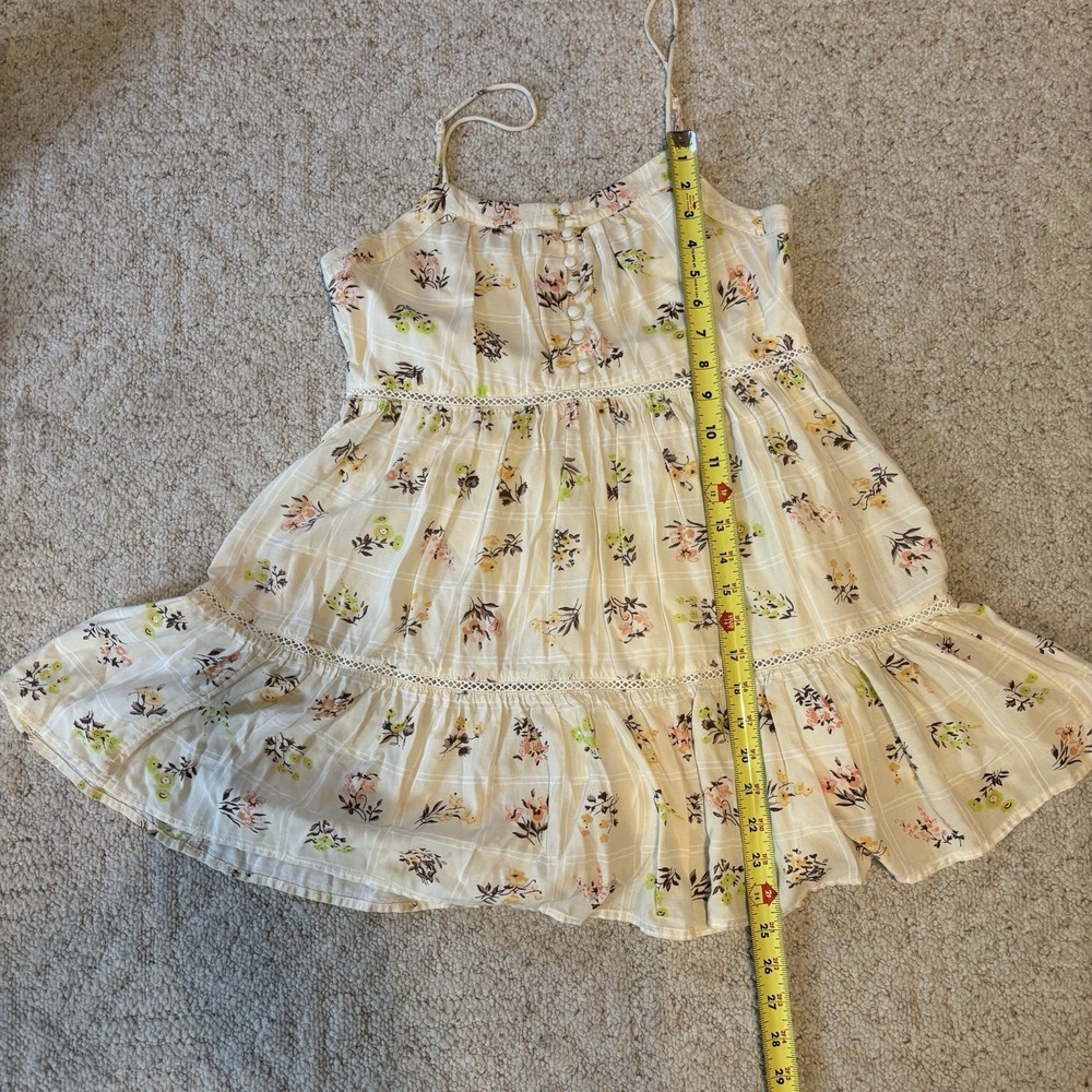 URBAN OUTFITTERS Floral Print Spaghetti Strap Button Ruffled Mini Dress Size S - Picture 4 of 10